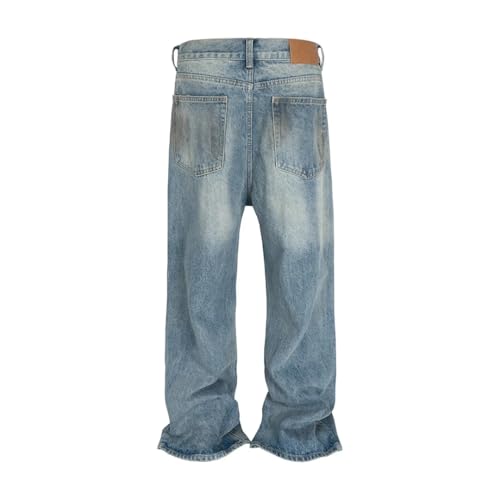 Men Washed Hole Blue Baggy Jeans Vintage Loose Denim Trousers Casual Cargo Pants3