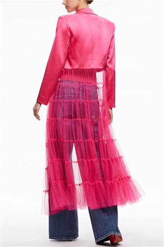 Women Satin Crop Blazers Dress Mesh Sheer Jacket Cardigan with Swing Wedding Party Prom Jacket Dresses4