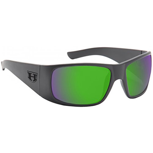 Ritz Polarized Sunglasses, Black on Black / Green Chrome , One Size