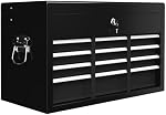HOMCOM 6 Drawer Lockable Tool Box with Top Case, Ball Bearing Slides, 24" Portable Tool Chest for Garage, Household and Warehouse, Black