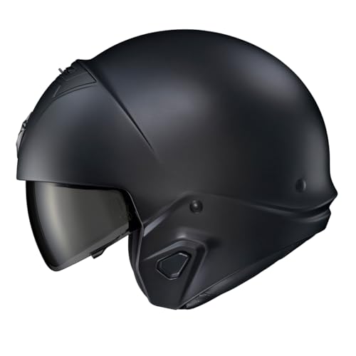 ScorpionEXO Covert 2 Open Face 3/4 Full Mode Motorcycle Helmet Bluetooth Ready Speaker Pockets Interchangeable Mouth Cover DOT Approved Solid (Matte Black - X-Small)