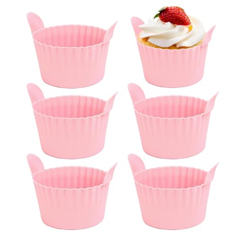 Stampo Per Cupcake Per Friggitrice Ad Aria,6 Pezzi Utensile con Superficie Lisa, Riutilizzabile e Antiaderente | Per Piccoli Dolci | Per Mousse Pane Brownie Cupcake Polpettone Eggwich E Per Colazione