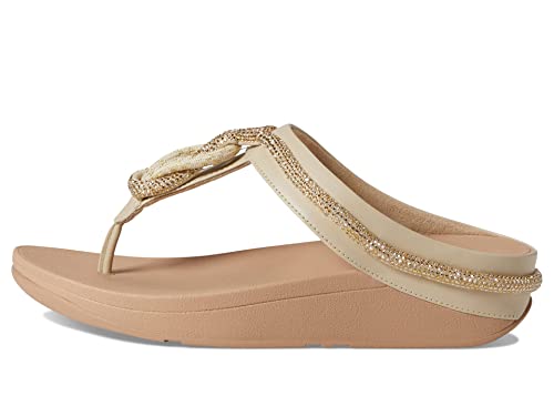 Image of FitFlop Women's Fino Crystal-Cord Leather Toe-Post Sandal