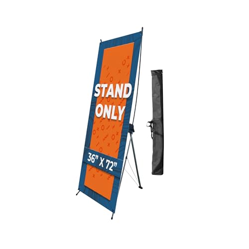 Heavy Duty Premium X Banner Holder by DreamController I Adjustable X Banner Holder with Travel Bag I Silver Portable Aluminum Stand (Banner Not Included).
