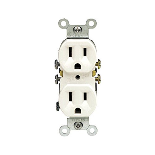 Leviton Electrical Outlet 5320-WCP - Shallow Grounded Duplex, 15 Amp, NEMA 5-15, Plastic - White