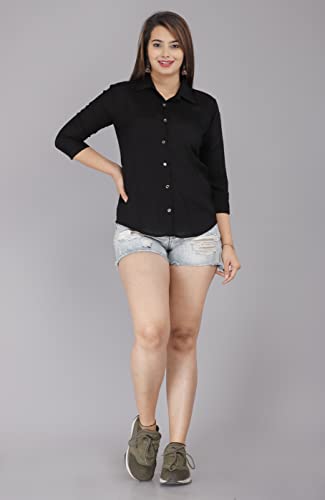 Image of Women Solid Shirt for Office & Casual wear | 3 /4th Sleeves Spread Collar