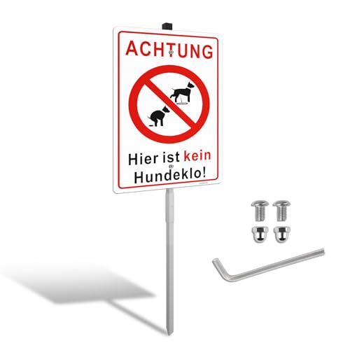 Goodvia Hundekot Verboten Schild mit Pfahl Aluminium Hier Bitte Nicht Hundekot Verboten Aluminium 20x30cm (Format A4) von Goodvia