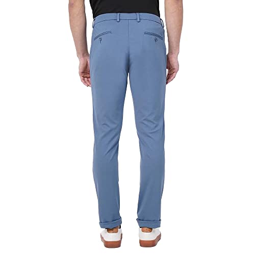 Image of Blackberrys Men's Blue Slim Fit Solid Regular Trousers