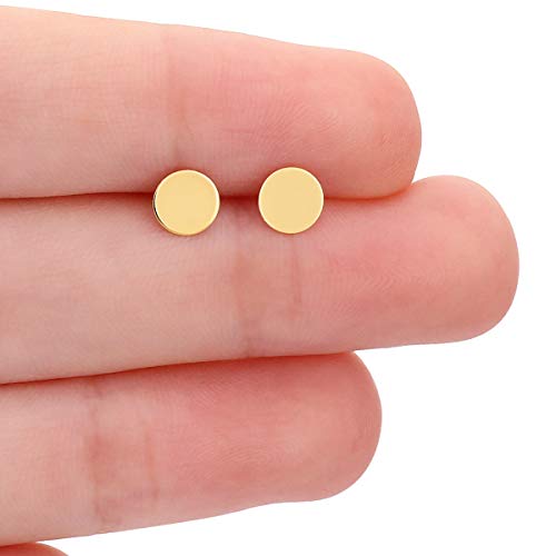 14k Gold Round Disc Studs Flat Circle Dot Earrings | 14-karat Solid Gold Simple Round Stud Earrings for Women2