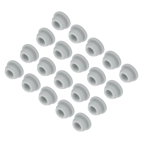 Image of MECCANIXITY 30pcs Silicone Snap in Locking Hole Plugs,8mm /0.3 Inch Mounting Diameter Narrow Groove Width 2mm Panel Seal Cover Round for Kitchen Bulkheads Waterproof Sealing Plugs Grey
