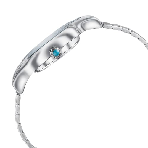 Image of Sonata Poze 8 Quartz Analog Northern Lights Inspired Watch for Unisex with Blue Luminous Dial & Silver Sheet Metal Strap - SP80140SM01W