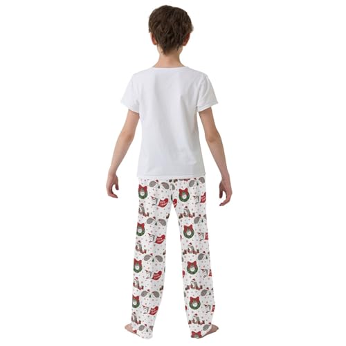 ZZXXB Merry Christmas Hedgehog Snow Boys Long Pants Soft Trousers Elastic Waist Kids Lounge Bottoms with Pockets S-XL3