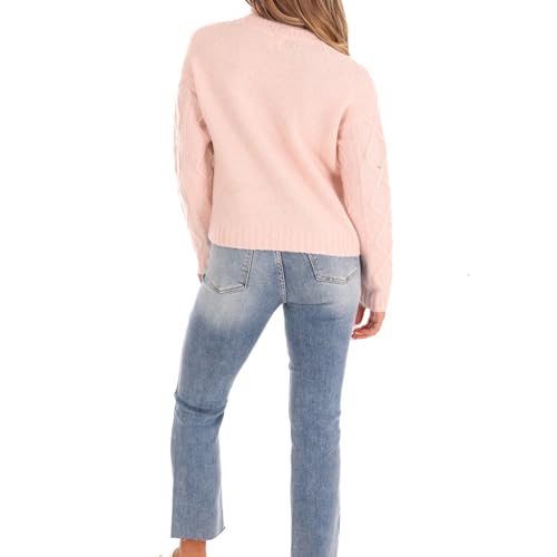 Image of Women Ribbon Sweater Cute Bow Tie Long Sleeve Knit Pullover Winter Casual Crew Neck Cable Knitted Top Streetwear