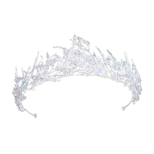 Hemobllo Tiara de Novia Estilo Barroco Cristales y Perlas, Ligera y Decorativa para Bodas y Fiestas Elegantes