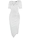 OUGES Womens Deep V-Neck Asymmetrical Fold Sheath Dress, White, Large