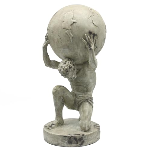 Lukitas Atlas Holding Up World Statue and Sculpture, Lifting The Earth Figurine Decor, Creative Ornament for Home Office Living Room, Resin 11.5'' Gray