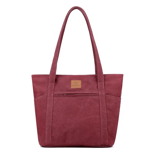 ArcEnCiel Canvas Multi-pocket Womens Shoulder Handbag With Zipper,For Large Capacity Purse Bags Handbag