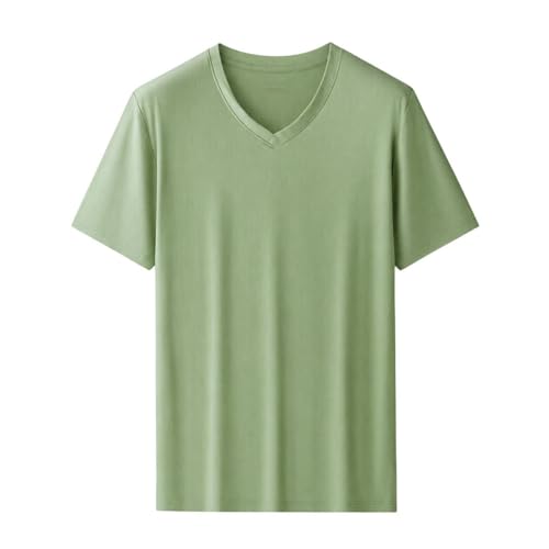 T-shirt en soie glacée homme ample manches courtes col V respirant
