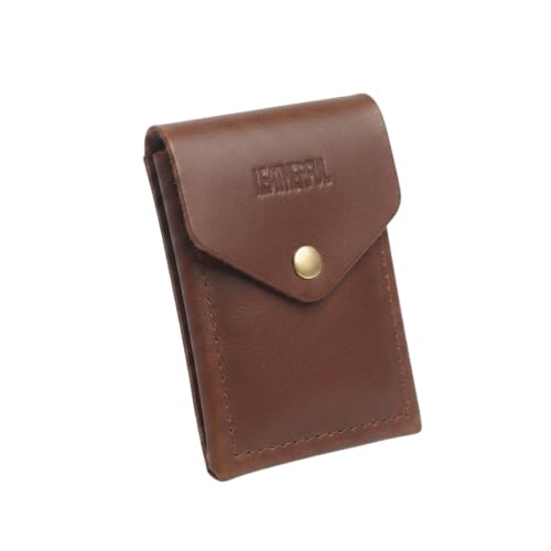Image of Leatherful Flip - Top Grain Leather Vertical Slim Wallet for Men | Easy Quick Card Access | Compact Front Cash Pocket & Button Lock | Minimalist Travel & Daily Carry Wallet (Tan)