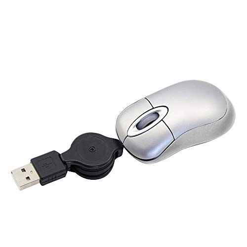 Mini Souris Filaire USB, Petite Souris de Voyage Légère avec Câble Rétractable, Plug & Play 1600 DPI pour Enfants, Petites Mains, pour PC, Ordinateur Portable,...