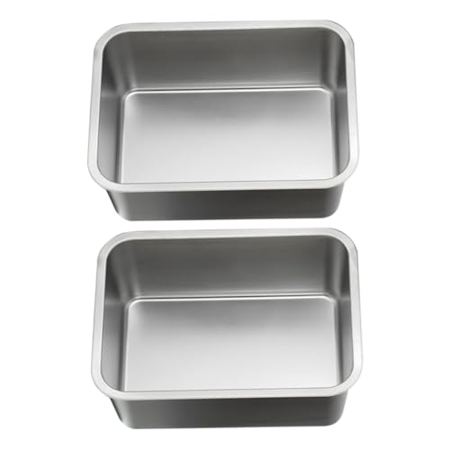 BRIGHTFUFU 2pcs Rice Steamer Bread Pan Loaf Pan Trays Stainless Steel Buffet Tray Buffet Rectangular Tray Table Buffet Pan Buffet Foods Holder Buffet Metal Plate Silver 201 Stainless Steel