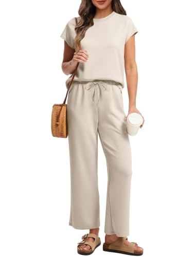 Ensemble décontracté manches courtes et pantalon large au tissu fluide ultra léger