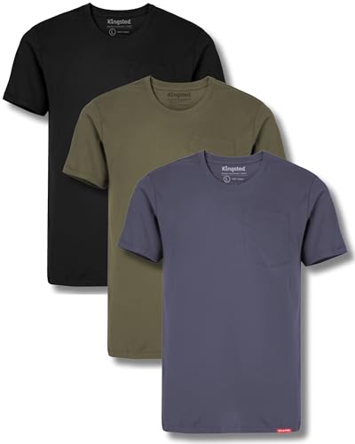 Kingsted Heavyweight Pocket T-Shirts for Men - Super Soft 100% Cotton Crewneck Tees - Well-Crafted Classic Comfort Fit