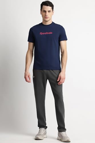 Image of Reebok Men's Cotton-Lycra Blend T-Shirt - 4-Way Stretch Smooth Smooth Round Neck Half Sleeve Tee for Men | Casual Tshirt for Men Stretchable Tshirt