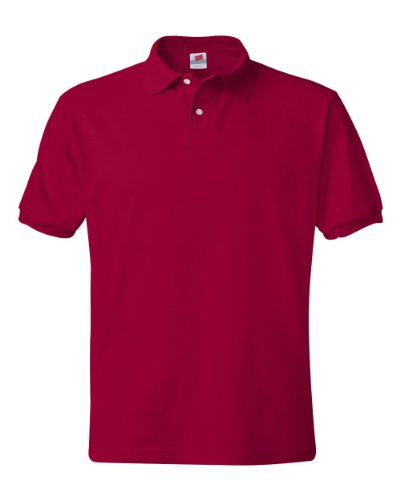 Hanes Men's Cotton-Blend EcoSmart Jersey Polo, Deep Red, 4X-Large