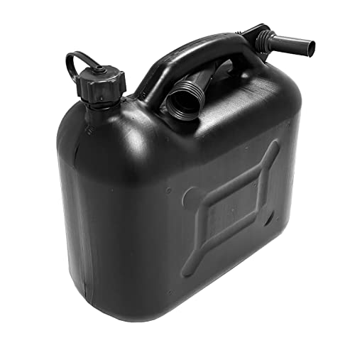 BAUSTER® Jerrican à essence robuste en plastique 10 l avec entonnoir Noir