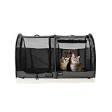 STURDI Pop-Up Kennel Show Shelter Pet Travel Carrier for Cats and Dogs, Double Compartment | Split Doors, Smoke