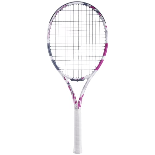 Babolat - Raqueta de Tenis EVO Aero Lite P para Adultos - Raqueta Ligera para Hombre o Mujer - Encordada con Marco Spin Alpha para Mayor ligereza y Potencia al Jugar - Talla 0 - Color: Blanco/Rosa