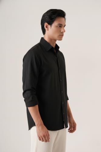 Image of CRYSTAL SKY Men Airy Linen Cotton Shirt Regular Fit Full Sleeves Solid Formal Shirt Stylish Daily Casual Office Wear
