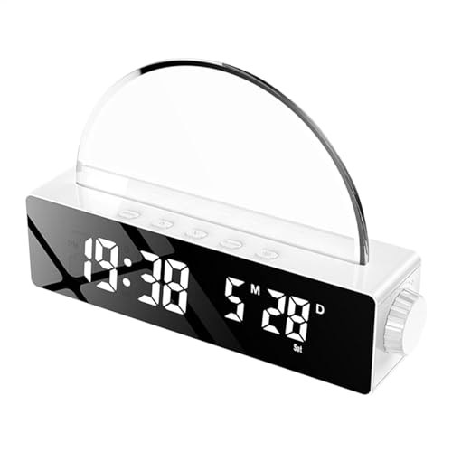 Whnbuij Reloj despertador de luz solar, con altavoz, despertador, despertador, para dormitorios, máquina de sonido, multicolor para personas que duermen mucho
