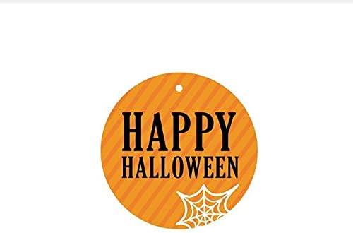 Andaz Press Classic Black and Orange Halloween Party Collection, Happy Halloween Round Circle Gift Tags, 24-Pack