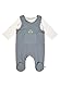 Sterntaler Strampler Set Rexi - Baby Strampler mit Dino Rexi Applikation - Langarmbody aus Jersey - hautsympathischer Jungen Zweiteiler mit Druckknöpfen, Babykleidung ab Geburt - graublau, Größe 62