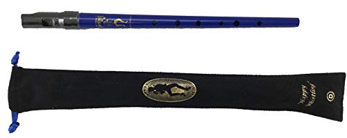 Blue Clarke Sweetone D Traditional Irish Tin Penny Whistle & Soft Black Whistle Pouch