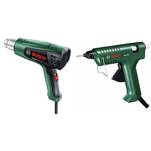 Bosch Home and Garden Heat Gun EasyHeat 500 (1600 W, in Carton Packaging) & Home and Garden Glue Gun PKP 18 E (1 x Extra-Length Nozzle, Glue Stick, 240 V),Package May Vary