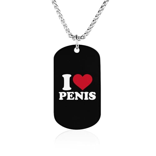 I Love Penis Personalized Necklace Casual Chain with Square Graphic Pendant Men Women Accessories Jewelry