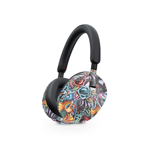 Image of MightySkins Glossy Glitter Skin Compatible with Sony WH-1000XM5 Headphones - Old School Tattoo | Protective, Durable High-Gloss Glitter Finish | Easy to Apply