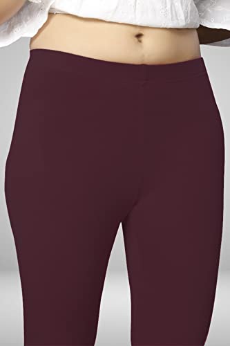 Image of Women's Cotton Skinny Leggings with Ankle Length Solid Pattern Mid Rise and Elastic Closure | Cotton Skinny Leggings for Womens