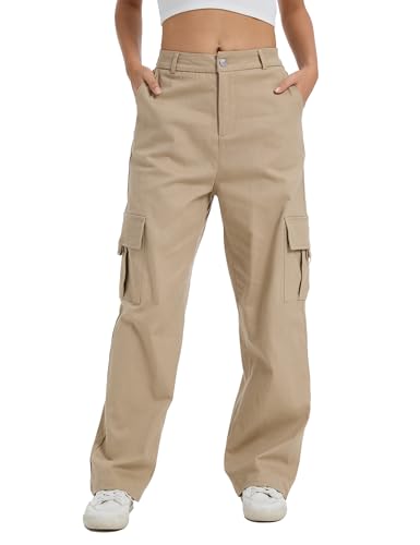 Cargo Pants for Women High Waist Wide Leg Stretchy Pull On Baggy Casual Pants with Pockets2