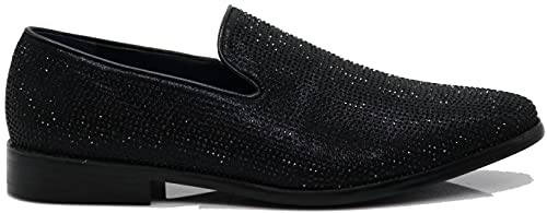 Image of SPK24 Men Vintage Spikes Sparkle Formal Tuxedo Stage Fashion Slip On Loafer Dress Shoes