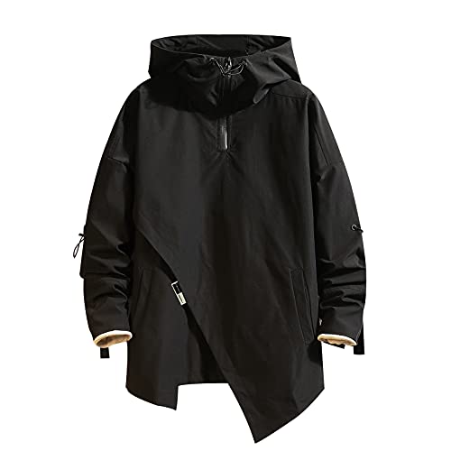 Image of GURUNVANI Men's Hooded Windbreaker Jacket Zip Up Patchwork Hoodie Anorak