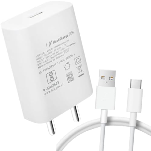 Image of 44W Flash Charger Adapter With USB To C Cable Compatible With Vivo V40, V40E, V40 Pro, V30, V30E, V30 Pro,V29, V29E, V25, V25 Pro, V23, V20 (44W Adapter & Cable)