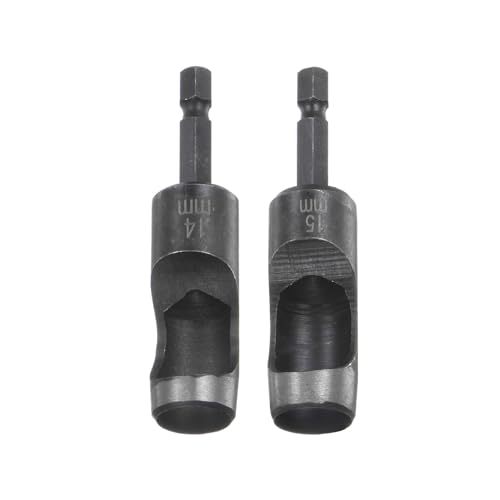 HARFINGTON Leather Hollow Punch Set 1/4 Hex Shank for Drills, 14mm 15mm Dia Rotary Hole Punches for Thick Fabrics Leathercraft Working