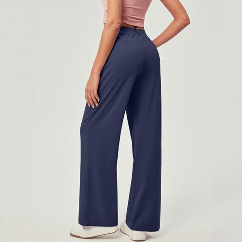fanmpghleoo Dress Pants Women High Waisted Wide Leg Palazzo Pants for Women Dressy Casual Loose Fit Trousers with Pockets3