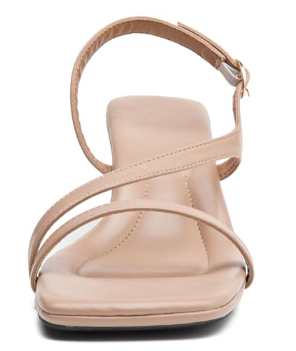 DADAWEN Women's Dressy Strappy Low Kitten Heel Square Open Toe Sandals Buckle Strap Summer Dress Shoes Pumps for Party Wedding Dance Evening4