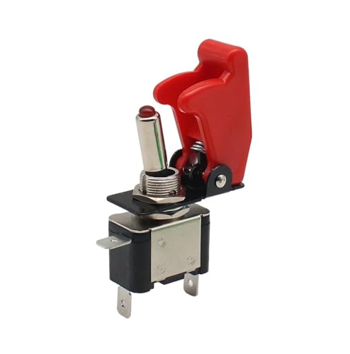 Interrupteur à bascule 12V 20A avec LED de sécurité et couvercle pour auto, camion et bateau