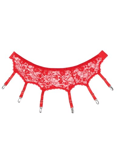 Image of ohyeah 6-Strap Easy Clip Lace Garter Belt for Thigh Highs Stockings Suspender Garter Belts Plus Size Garters Lingerie XS-4XL